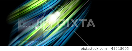 Mixing color waves on black, liquid flowing shapes 45318605