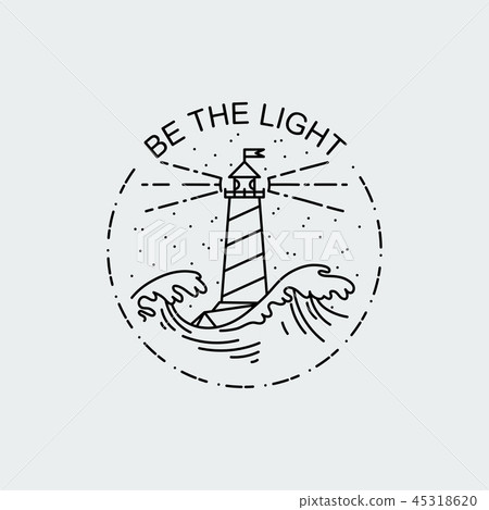Vintage illustration of thin line sea beacon icon. 45318620