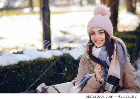 Happy girls in a winter city Happy girls in a winter city 45319168