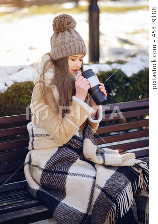 Happy girls in a winter city Happy girls in a winter city 45319188