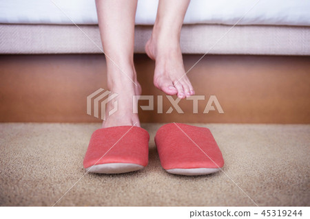 Relaxation and Comfortable Concept, put on Slipper 45319244