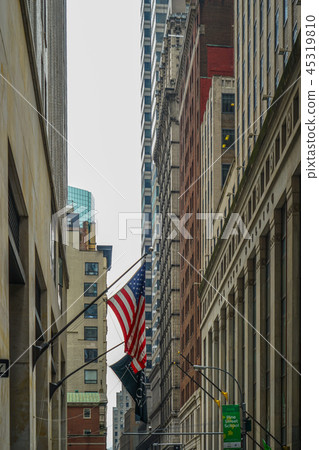 New York Wall Street and Stars and Stripes New York Wall Street and Stars and Stripes 45319810