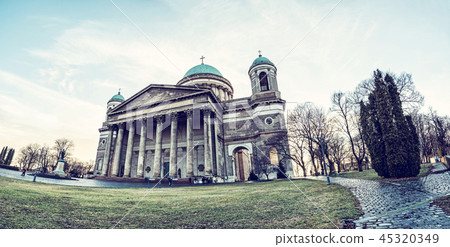 Panoramic photo of Beautiful basilica in Esztergom Panoramic photo of Beautiful basilica in Esztergom 45320349
