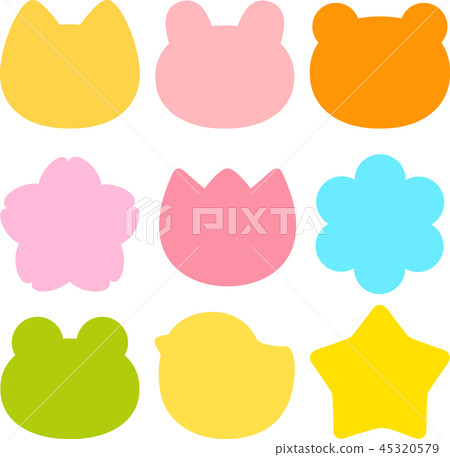 Set of cute shapes of animals and flowers 45320579