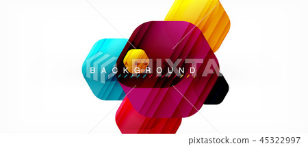 Glossy color hexagons modern composition background, shiny glass design 45322997