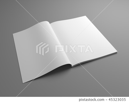 Empty 3D illustration opened magazine mock-up. Empty 3D illustration opened magazine mock-up. 45323035