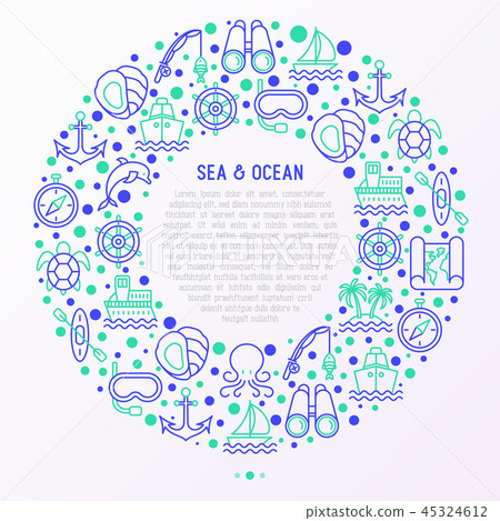 Sea and ocean journey concept in circle 45324612