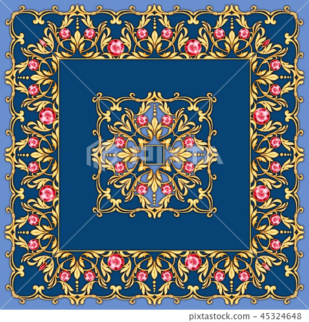 Square composition with golden scrolls and leaves Square composition with golden scrolls and leaves 45324648