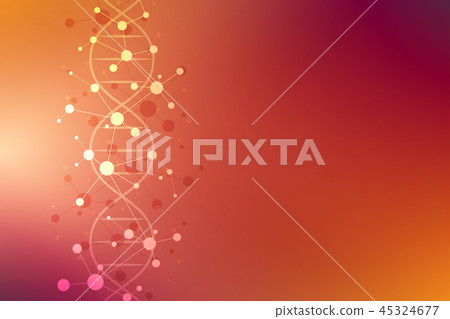 DNA strand and molecular structure. Genetic engineering or laboratory research. Background texture 45324677