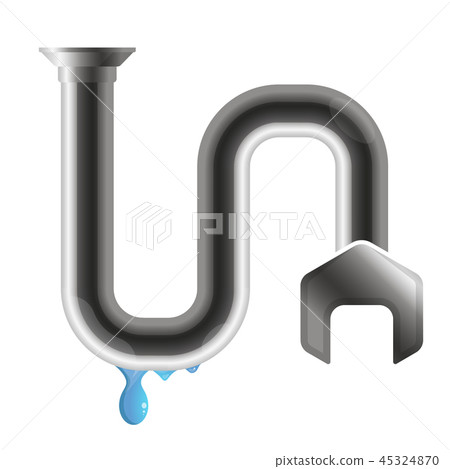 Crack in a water pipe with water drops 45324870