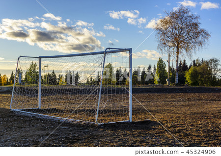 Old sports field for playing football in autumn Old sports field for playing football in autumn 45324906