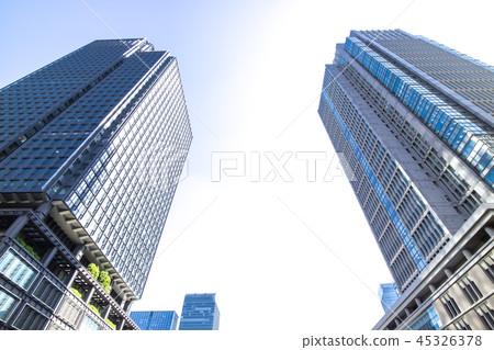 Landscape of the office town looking up at a skyscraper 45326378