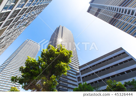 Cityscape looking up at tower apartment Cityscape looking up at tower apartment 45326444