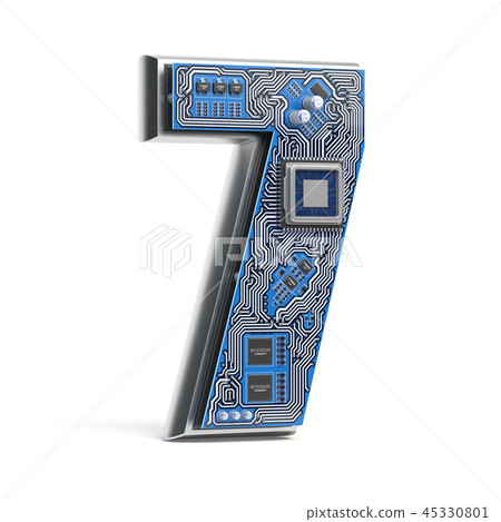 Number 7 seven, Alphabet in circuit board style 45330801