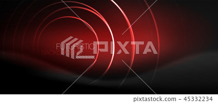 Dark abstract background with glowing neon circles 45332234