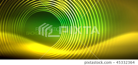 Neon glowing techno lines, hi-tech futuristic abstract background template with square shapes Neon glowing techno lines, hi-tech futuristic abstract background template with square shapes 45332364
