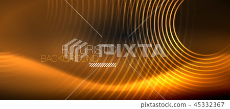 Dark abstract background with glowing neon circles 45332367