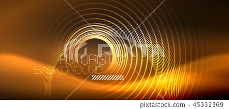 Dark abstract background with glowing neon circles 45332369