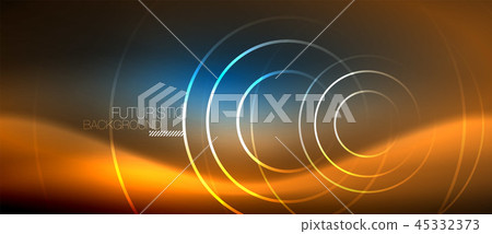 Neon glowing circles background 45332373