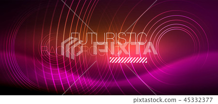 Neon glowing techno lines, hi-tech futuristic abstract background template with square shapes Neon glowing techno lines, hi-tech futuristic abstract background template with square shapes 45332377