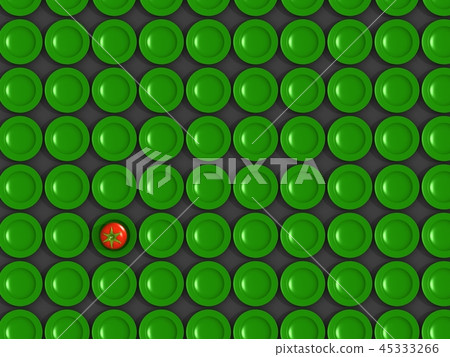 Pattern made of green plates with red tomato 45333266