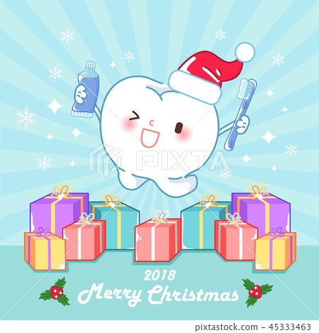 cartoon tooth and Christmas 45333463