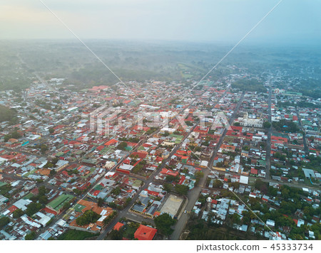 Small city blocks aerial view 45333734