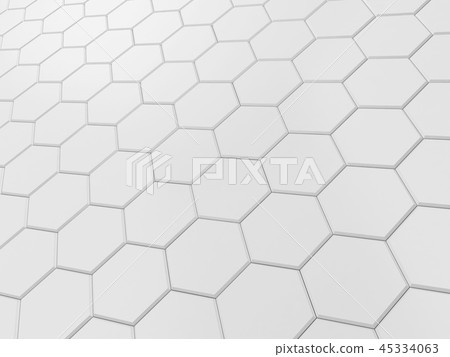 White hexagonal tile White hexagonal tile 45334063