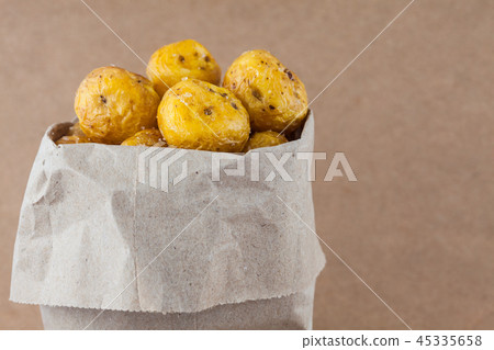 Fried yellow potatoes isolated Fried yellow potatoes isolated 45335658