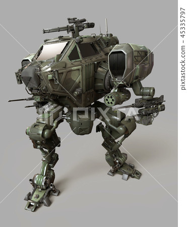 Military robot. 3d illustration isolated on gray background. Military robot. 3d illustration isolated on gray background. 45335797