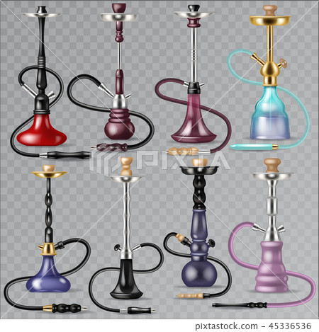 Hookah vector tobacco hooka smoke pipe arabic shisha and smoking hubble-bubble illustration set of 45336536