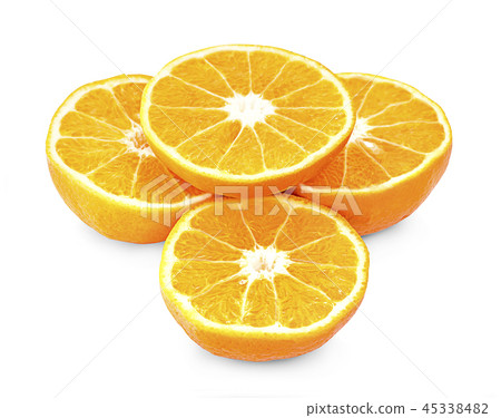 Orange fruit. Orang slice isolate on white. 45338482