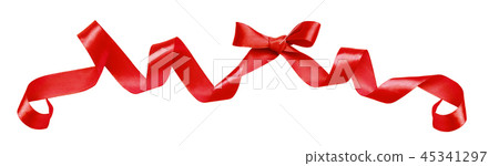 Festive red silk ribbon bow 45341297