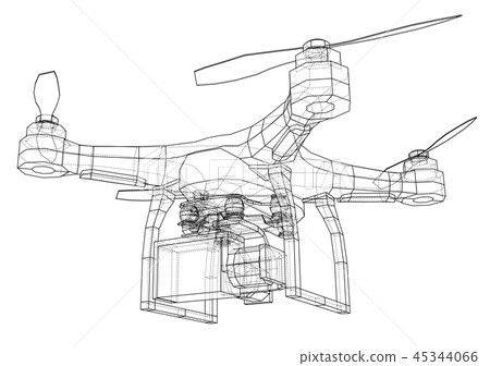 Drone concept. Vector rendering of 3d Drone concept. Vector rendering of 3d 45344066