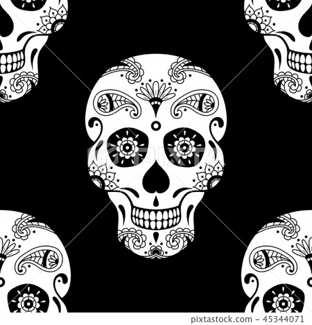 Vector seamless pattern of white sugar skull - Stock Illustration ...