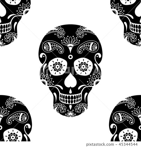 Vector seamless pattern of black sugar skull - Stock Illustration ...