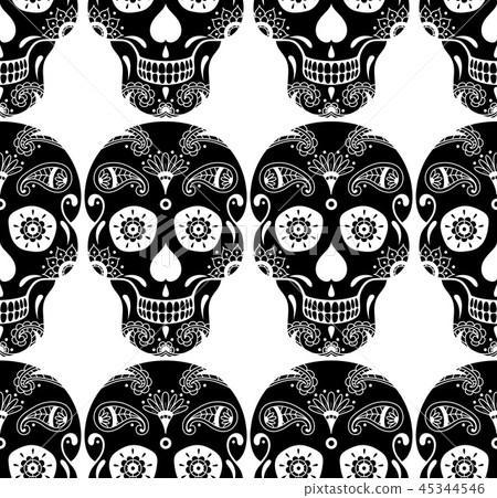 Vector seamless pattern of black sugar skull - Stock Illustration ...