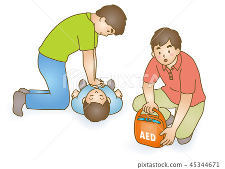 First Aid Illustration 90: AED 45344671