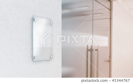 Blank vertical transparent glass sign plate mockup Blank vertical transparent glass sign plate mockup 45344767