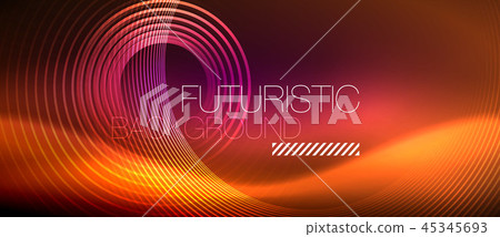 Neon glowing techno lines, hi-tech futuristic abstract background template with square shapes 45345693