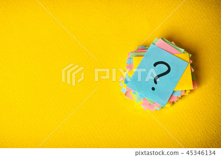 question marks written reminders tickets on yellow question marks written reminders tickets on yellow 45346134