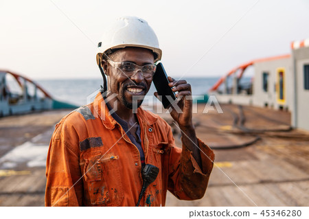Marine Deck Officer or Chief mate on deck of vessel or ship Marine Deck Officer or Chief mate on deck of vessel or ship 45346280