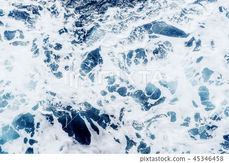 Atlantic ocean with blue water on a sunny day. Waves, foam and w Atlantic ocean with blue water on a sunny day. Waves, foam and w 45346458