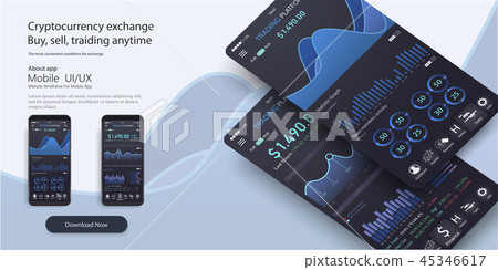 Mobile app infographic template with modern   45346617