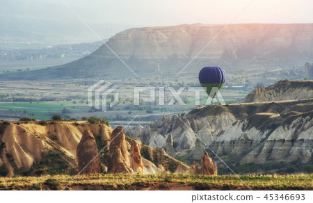 Balloon foggy morning in Cappadocia. TURKEY blurred images 45346693