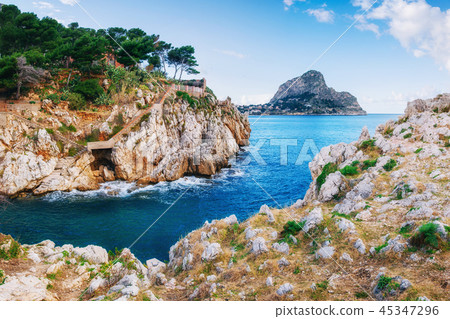 Spring panorama of sea coast city Trapany. Sicily, Italy, Europe Spring panorama of sea coast city Trapany. Sicily, Italy, Europe 45347296