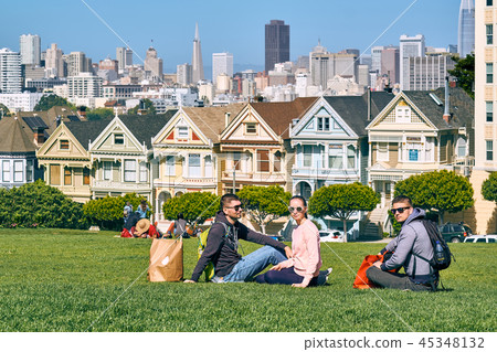 Young people in San Francisco park Young people in San Francisco park 45348132