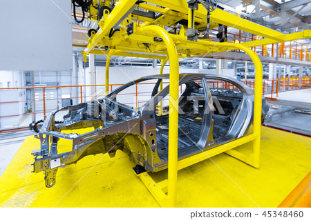 car body at factory. company on manufacture of cars car body at factory. company on manufacture of cars 45348460
