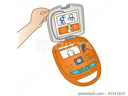 First Aid Illustration 91: AED 45351833