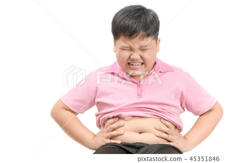fat child suffering from stomachache isolated 45351846